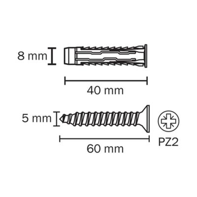 4 chevilles universelles Diall 8x40 mm