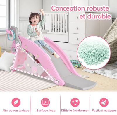 Toboggan 4 en 1 pour enfants - TOPESCT - Portique de jeu avec panier de