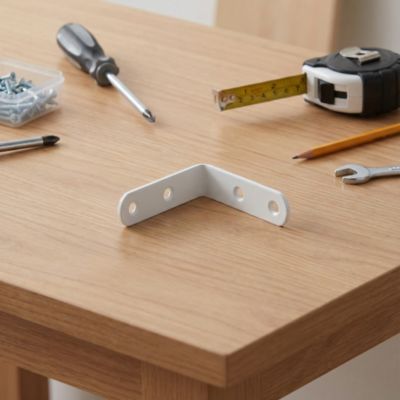4 Equerres de chaise Acier Blanc l.14 x H.40 x P.40 mm