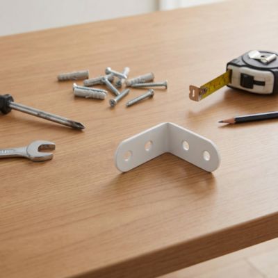 4 Equerres de chaise Acier Blanc l.14 x H.60 x P.60 mm