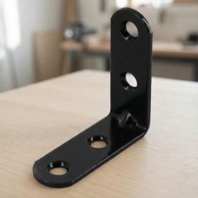 4 Equerres de chaise Acier Noir l.14 x H.40 x P.40 mm