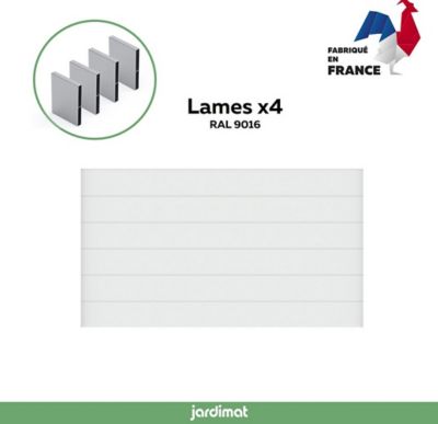 4 Lames de clôture en PVC blanc brillant L.174,2 x H.25 cm x ép.21 mm, Jardimat Chalon