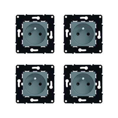Lot De 4 Mécanismes De Prise électrique Arnould Evolution Magnésium - Avec Terre, Neufs En Emballage