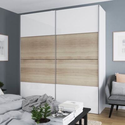 4 panneaux de portes coulissantes effet chêne GoodHome Atomia H. 56 x L. 98,7 cm