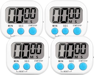 4 Paquets Alarme Forte Minuteur De Cuisine avec grand écran blanc