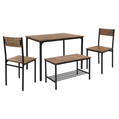 4 Pièces meubles de salle à manger cuisine table chaises banc chêne rustique