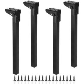 4 Pièces Pied Table Rabattable 35cm Moderne Pieds de Meubles Pliants Noir pour Lit Canapé Armoire