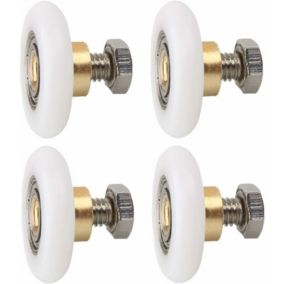 4 pièces Roulette Porte de Douche 23 mm, Roues de Rechange pour Porte de Douche Roulettes de Rechange pour Porte de Douche Rainuré
