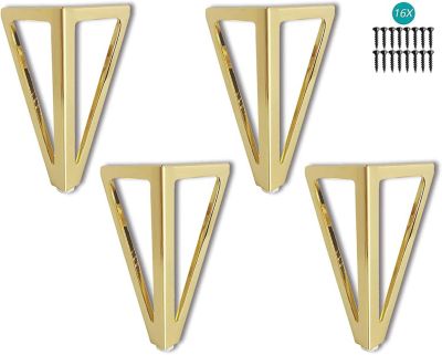 4 pieds de meuble creux (15 cm, or), pieds de table en métal, pieds de meuble noirs de 15 cm pour meubles TV, pieds de table basse