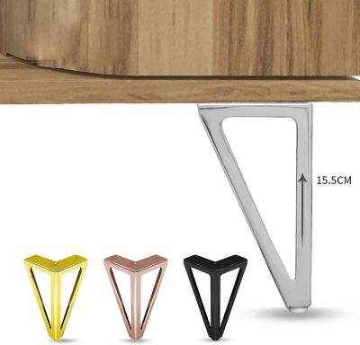 4 pieds de meuble creux (15 cm, or), pieds de table en métal, pieds de meuble noirs de 15 cm pour meubles TV, pieds de table basse
