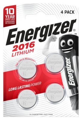 4 Piles bouton au lithium 2016 Energizer 3V