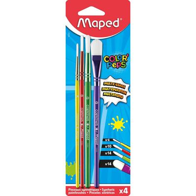 4 pinceaux pour peinture - Rond et plat - Poils synthétiques - n4 n10 n14 - Maped