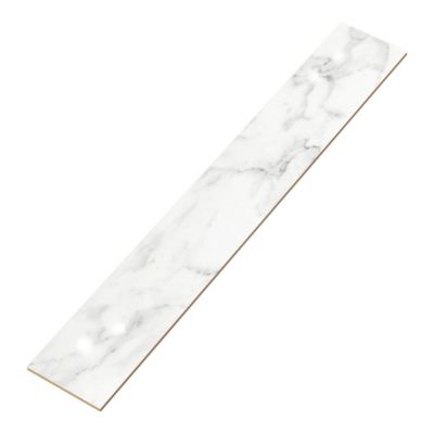 4 Plinthes en carrelage effet marbre blanc brillant L.60,8 x 9 cm x ép.8,5 mm, Aruma