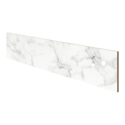 4 Plinthes en carrelage effet marbre blanc brillant L.60,8 x 9 cm x ép.8,5 mm, Aruma