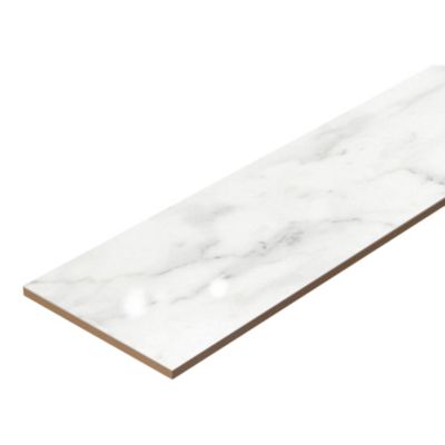 4 Plinthes en carrelage effet marbre blanc brillant L.60,8 x 9 cm x ép.8,5 mm, Aruma