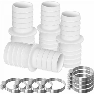 4 raccords de tuyau, ensemble d'adaptateurs de tuyau de piscine avec 8 clips d'adaptateur de tuyau, 32 mm à 38 mm