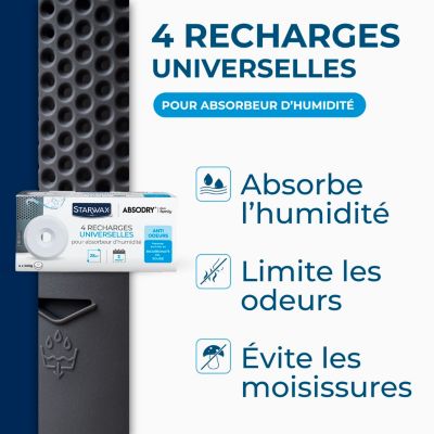 4 recharges de 500g universelles pour absorbeur d'humidité Starwax