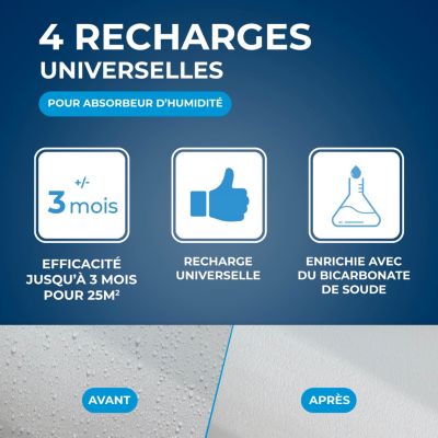 4 recharges de 500g universelles pour absorbeur d'humidité Starwax