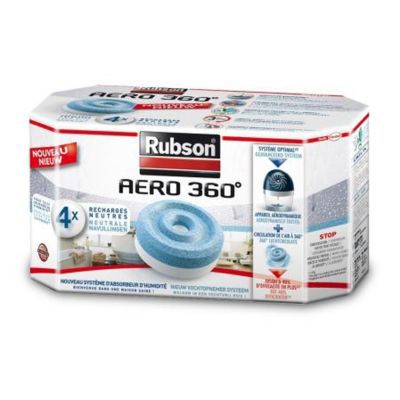 Rubson AERO 360° Recharges en tabs neutres pour absorbeur d'humidité, 4 x  450 g & Sensation Energy, 2 Recharges universelles de 300 gr pour absorbeur