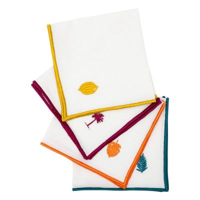 4 serviettes Yucatan coton blanc 40x40cm - Atmosphera