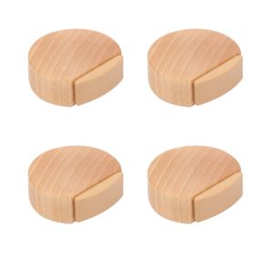 4 Un. Butée de porte adhésive en bois de hêtre naturel 45x42MM