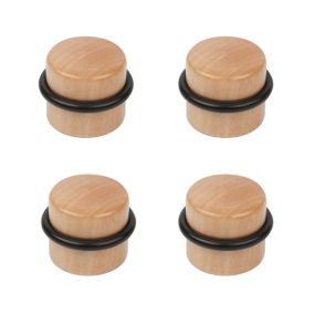 4 Un. Butée de porte adhésive en bois de hêtre naturel - Diamètre 37MM
