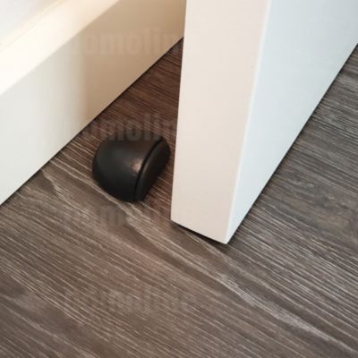 4 Un. Butée de porte adhésive en bois laqué noir 47x38MM