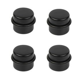 4 Un. Butée de porte adhésive en bois laqué noir - Diamètre 37MM