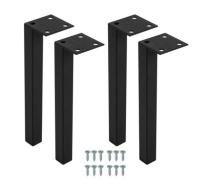4 un. Pied carré noir pour meuble de salle de bain FURNIDEA en métal h: 15 cm