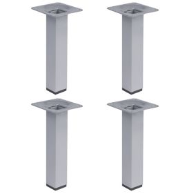 4 un. Pied carré pour meuble en acier 25x25mm hauteur 150mm peinture aluminium avec embout