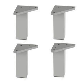 4 un. Pied carré pour meuble en plastique ABS résine ANTI-HUMIDITÉ 40x40mm hauteur 100mm aluminium mat