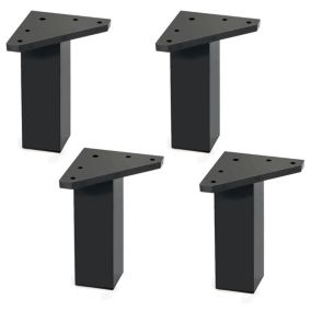 4 un. Pied carré pour meuble en plastique ABS résine ANTI-HUMIDITÉ 40x40mm hauteur 120mm noir