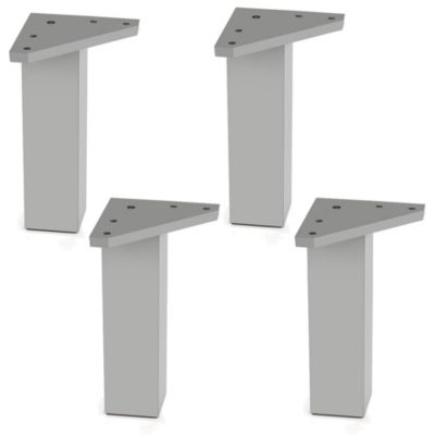4 un. Pied carré pour meuble en plastique ABS résine ANTI-HUMIDITÉ 40x40mm hauteur 150mm aluminium mat