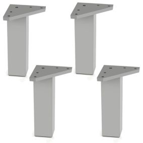 4 un. Pied carré pour meuble en plastique ABS résine ANTI-HUMIDITÉ 40x40mm hauteur 150mm aluminium mat