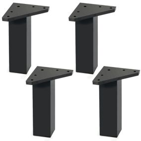 4 un. Pied carré pour meuble en plastique ABS résine ANTI-HUMIDITÉ 40x40mm hauteur 150mm noir
