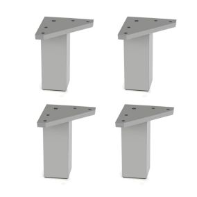 4 un. Pied carré pour meuble en plastique ABS résine ANTI-HUMIDITÉ 40x40mm hauteur 80mm aluminium mat