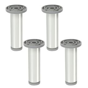 4 un. Pied de meuble rond en aluminium diamètre 40mm hauteur 150mm aluminium brillant avec régulateur de nivellement