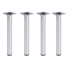 4 un. Pied de table rond en acier diamètre 30mm hauteur 400mm chromé avec embout