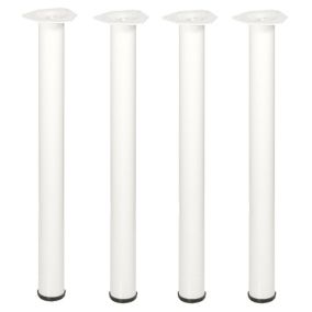 4 un. Pied de table rond en acier diamètre 60mm hauteur 870mm peinture blanche avec régulateur de nivellement