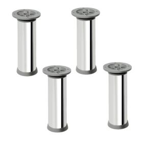 4 un. Pied rond pour meuble en aluminium diamètre 40mm hauteur 100mm aluminium brillant avec régulateur de hauteur supérieur
