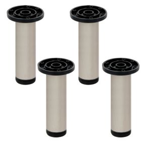 4 un. Pied rond pour meuble en aluminium diamètre 40mm hauteur 200mm inox mat avec régulateur de nivellement