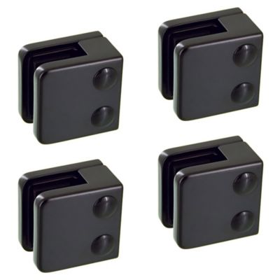 4 x Pince à verre plate modèle 01 - Ep. verre 10 mm - Zamak noir RAL 9005