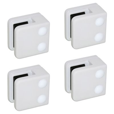 4 x Pince à verre plate modèle 01 - Ep. verre 8 mm - Zamak blanc RAL 9016