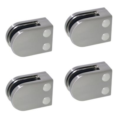 4 x Pince à verre plate modèle 02 - Ep. verre 10 mm - Zamak aspect inox brossé
