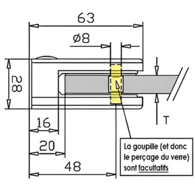 PRIOstahl Pince à Verre Inox Pour Garde-corps – 63x45x30mm – Raccord 42,4mm – Pour Verre 12mm – Sécurité Renforcée