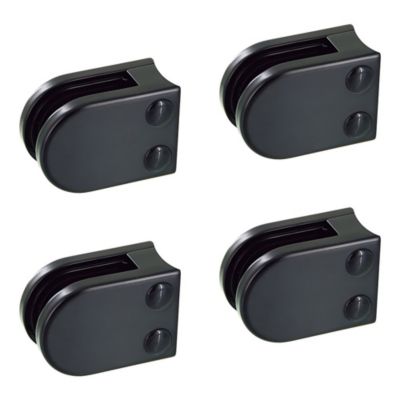 4 x Pince à verre pour tube diam. 42,4 modèle 02 - Ep. verre 10 mm - Zamak noir RAL 9005