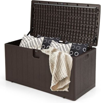 400 L Boîte de Rangement Extérieure Bac Malle de Rangement pour Patio avec Couvercle Verrouillable pour Maison Piscine