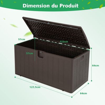 400 L Boîte de Rangement Extérieure Bac Malle de Rangement pour Patio avec Couvercle Verrouillable pour Maison Piscine