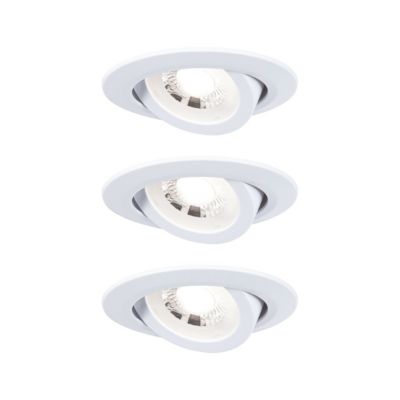 3 spots encastrables Paulmann LED intégrée 3000K IP20 3x580lm rond orientable blanc dépoli Paulmann