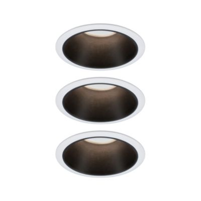 3 spots encastrables Cole LED intégrée blanc chaud IP44 3x470lm Ø8cm noir finition blanche Paulmann